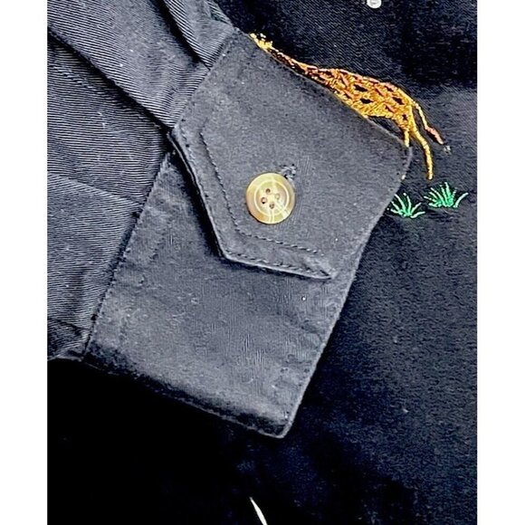 Quacker Factory Jacket Black Embroidered Jungle Animals Palm Trees Zip Up Casual - Picture 7 of 15